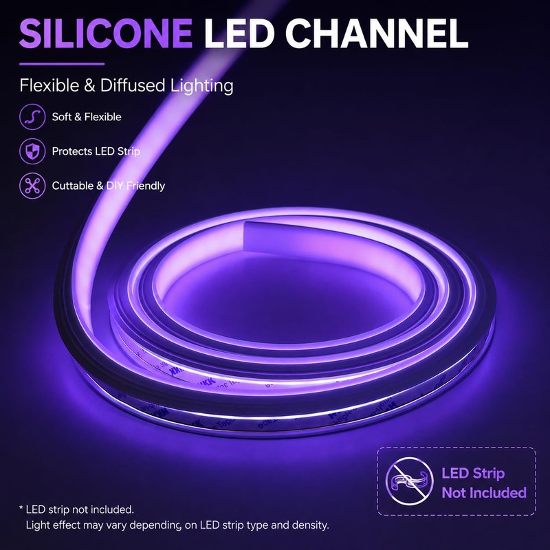 Silicone LED Channel 16.4FT, Flexible Neon Tube Light Cover for