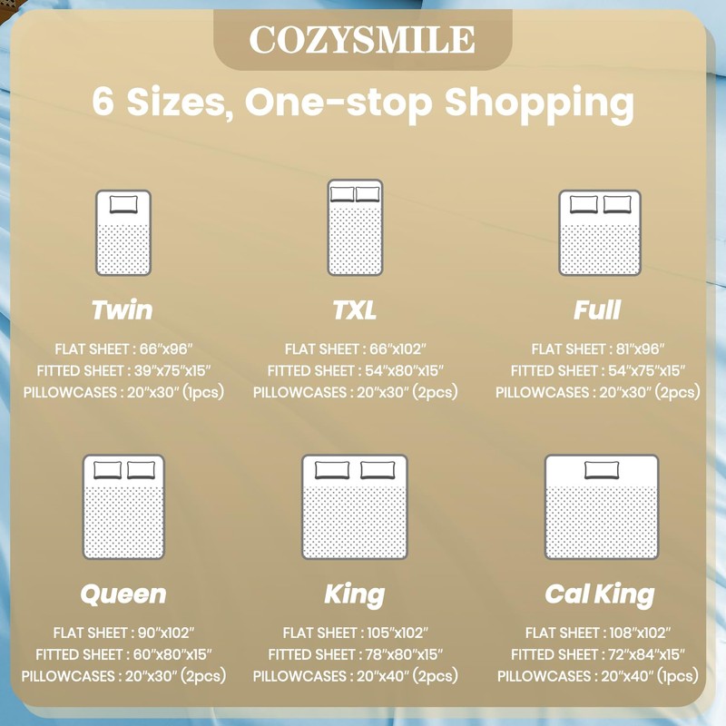 CozySmile Breathable Cooling Full Sheet Set - Hotel Luxury 4