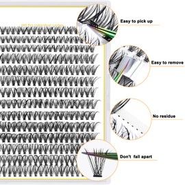 Lash Clusters 280 Pcs 30D-0.07D-12mm B&Q LASH Individual Lashes 10D 20D 30D 40D 50D Cluster Lashes C D Curl Eyelash Clusters Soft Volume DIY Lash Extensions at Home (30D-0.07D, 12 mm)