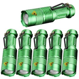 Pack of 6,Pocketman 7W 300LM SK-68 3 Modes Mini Q5 LED Flashlight Torch Tactical Lamp Adjustable Focus Zoomable Light(LightGreen)
