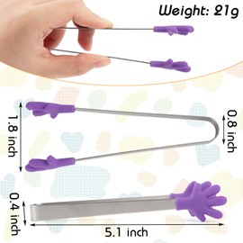 Shindel Small Tongs, 5.1 Inch Mini Tongs for Kids, Cute Kitchen Serving Gadgets for Christmas Candy, Appetizers, Snack, Chip, Pickle, Fruit, Ice Cube, Great for Fine Motor, Funny Stocking Stuffers