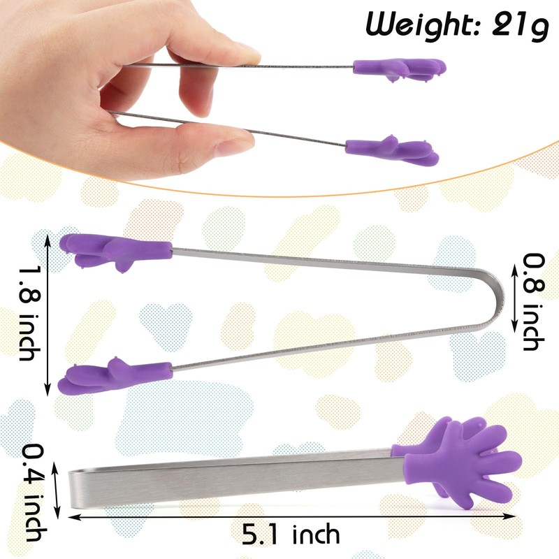 Shindel Small Tongs, 5.1 Inch Mini Tongs for Kids, Cute