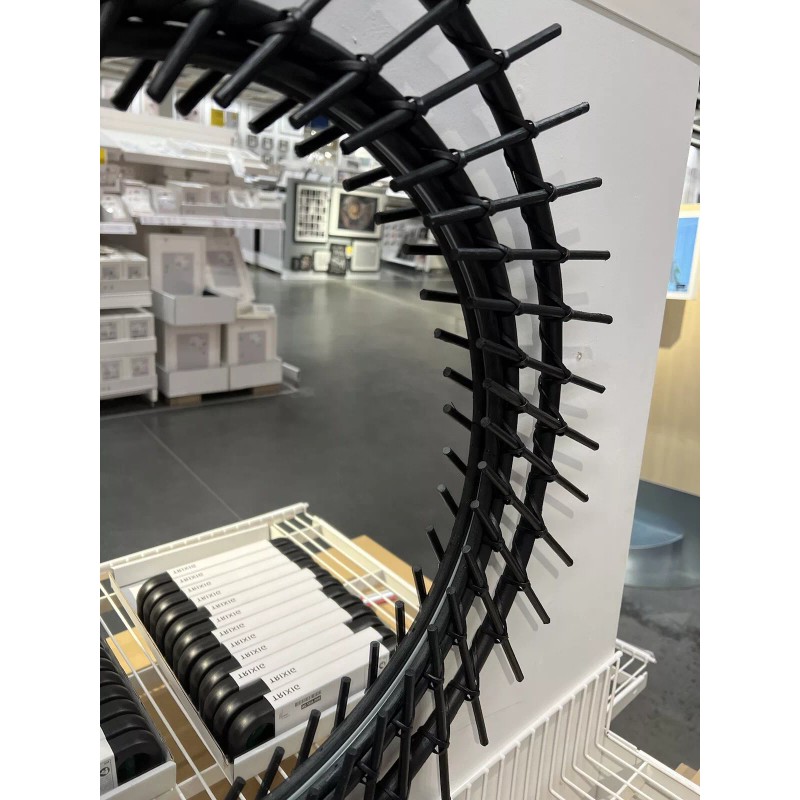 IKEA AUSTBO Mirror Black 24 3/4" Round Bamboo New