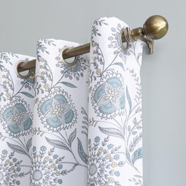 No. 918 Janelle Medallion Floral Semi-Sheer Grommet Curtain Panel, 40" x 84, White