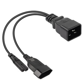 SinLoon C20 to C7+Euro Y Splitter Power Cable IEC 320 C20 Male to C7+Euro Female AC Conversion Cable Suitable for UPS PDU PSU Etc