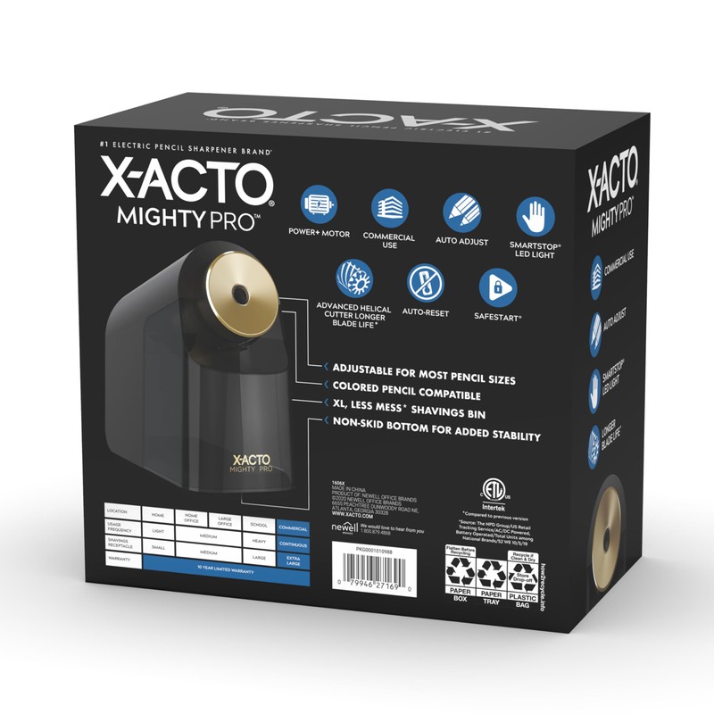 X-ACTO Mighty Pro Electric Pencil Sharpener, Black, 1 Count -