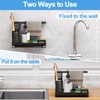 Sink Caddy Kitchen Organiser, Black Heavy-Duty Adjustable Sink Shelf, Sponge