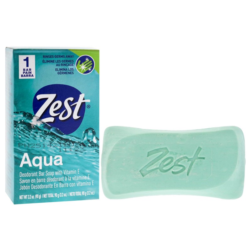 Zest Deodorant Bar Soap - Aqua - Moisturizing Body Soap