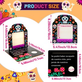 AerWo 12 Sets Dia De Los Muertos Altar, Wooden Dia De Los Muertos Picture Frames with Candleholder, Sugar Skull Style Mini Ofrenda Altar Decorations, Day of the Dead Decorations for Altar Cemetery