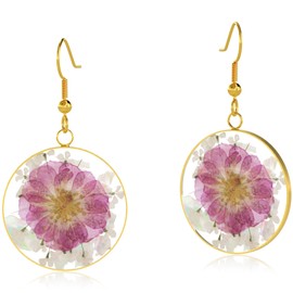 Handmade Chrysanthemum Pressed Wildflower Earrings Pressed Flower Earrings Unique Handmade Resin Earrings Real Flower Earrings Pressed Flower Earrings Dry Flower