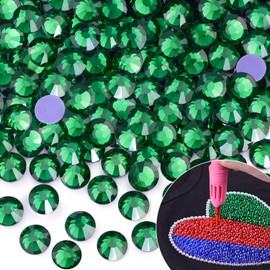 TINKRSTUFF 600Pcs Hotfix Rhinestones for Clothing, Emerald Green SS30 Iron On Flatback Glass Gems, Bedazzler Crystals Rhinestones for Crafting Clothes Hats Shoes Fabric Bedazzling Decor Nail Art