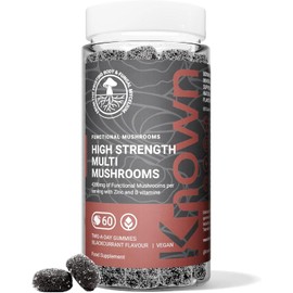 Known 4,200mg High Strength Multi Mushroom Gummies – Blackcurrant Flavour – Lions Mane, Reishi, Cordyceps, Chaga, Maitake, Tremella – Brain, Focus, Immune – 1 Month Supply – Vegan Supplement