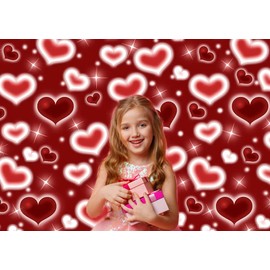 CYLYH 7x5FT Red Heart Photo Backdrop 90s Background Valentine's Day Backdrop Sweet Women Men Happy Birthday Party Photography Background Studio Props