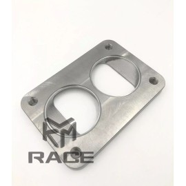 KLM T6 to DUAL 2.5" TRANSITION TURBO FLANGE THREADED 1/2" 1018 STEEL