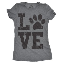 Womens Love Paw T Shirt for Dog Mom Pet Lover Cool Funny Graphic Tee Funny Womens T Shirts Love T Shirt for Women Funny Dog T Shirt Women's Dark Grey M