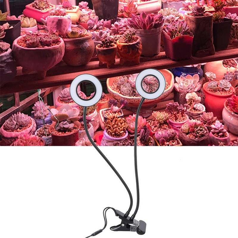 LED Grow Light Double Head Plant Lamp with Clip for