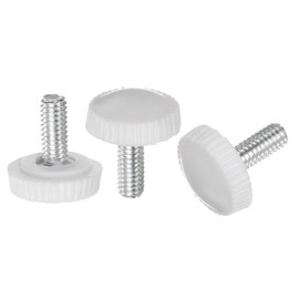 QUARKZMAN 20pcs M4 x 10mm Threaded Knurled Handle Knobs Thumb Screw Clamp Knobs Plastic Handle Hand Knobs with Threaded Pin White