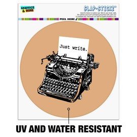 Just Write Antique Typewriter Writer Author Automotive Car Window Locker Circle Bumper Sticker