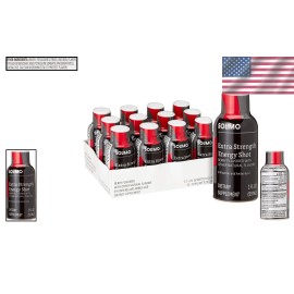 Berry Flavor Solimo Energy Shots - 2 oz Bottles, Pack of 12 for Daily Energy