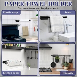 Soportes para Toallas de Papel, autoadhesivos, para Debajo del clóset, de Acero Inoxidable, para Cocina, baño, Fregadero, despensa, Nevera