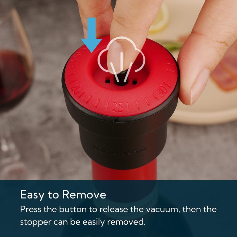 KITCHENDAO 2 in 1 Vacuum Wine Stopper, Built in Wine