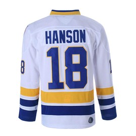 Hanson Brothers Charlestown Chiefs 16 Jack 17 Steve 18 Jeff Slap Shot Movie Ice Hockey Jersey (18 White, XX-Large)