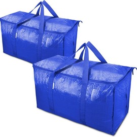 CasaBella 24 Gallon Extra Large Heavy Duty Foldable Moving Bags With Carrying Handles, Zippers and Tag Pocket, Outdoor Camping, water proof Organiser - Counts: 2 Counts