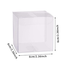 BENECREAT Set of 60 PVC Transparent Plastic Case, 2.4 x 2.4 x 2.4 inches (6 x 6 x 6 cm), Protective Sheet, Folding Box, Waterproof, Valentine's Day, Small Items, Clear Gift Box