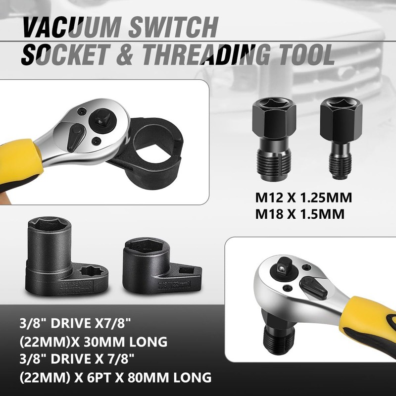 DNA MOTORING 5pcs Oxygen Sensor Socket & Thread Chaser Set