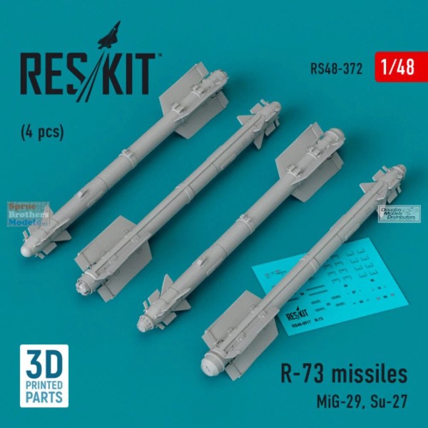 ResKit RESRS480372 1:48 ResKit R-73 Missile Set (for MiG-29 Su-27)