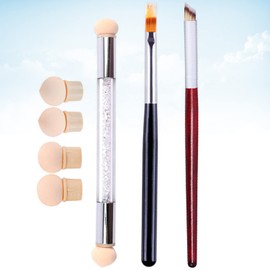 3 Pieces Nail Art Brush Set with 4 Replacement Head Ombre Nail Brush Nail Art Dust Brush Acrylic Nail Brushes for DIY Gradient Blooming UV Gel Nails
