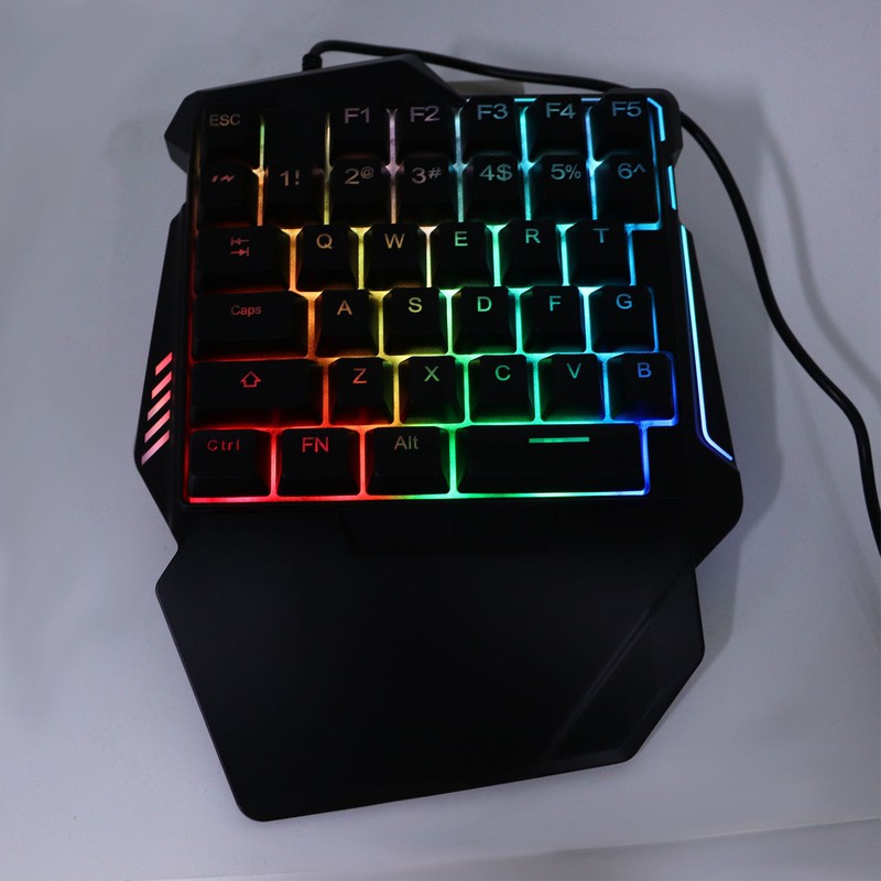 One Handed Gaming Keyboard Mouse Converter Wired 35 Keys Backlit