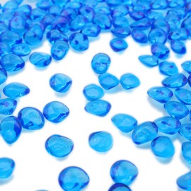 PMLAND 370 PCs 16mm Clear Acrylic Stones Table Scattering Wedding Bridal Baby Shower Party Decorations Vase Fillers, Cute Irregular Rocks Almond Shape - Royal Blue