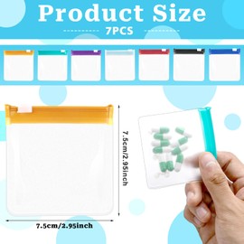 Zippered Pill Pouch Reusable Pill Pouch Bags Storage Pouches with Slide Lock Pill Bags Small Portable Pill Bag Travel Plastic Pill Bag with Slide Lock for Pills Small Items (7 Pieces)