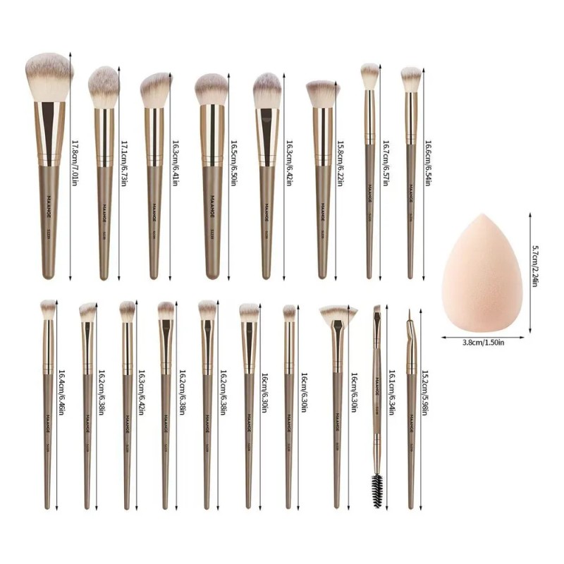 Set 18 Pzs Brochas Maquillaje Con Bolsa De Cosméticos Color