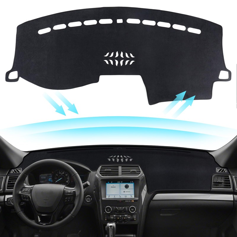 PeakPurit Black Dashboard Dash Board Cover Mat Carpet for Ford