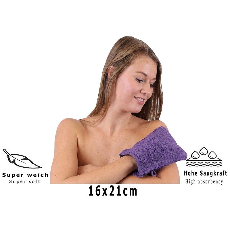 10 Piece Set Wash Mitts Premium Colour: purple, Size: 17