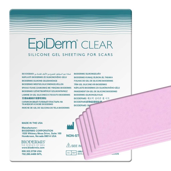Epi-Derm C-Strip - 1.4 x 6 in - (5 Pack) (Clear) Silicone Scar Sheets from Biodermis