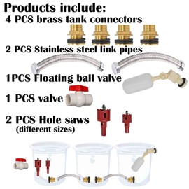 Rainwater Collection Rain Barrels Prevent Overflow,Rain Barrel Connection Kit,3/4"Male Bulkhead Fitting,Garden Hose Adapter,Plastic Pipe Connector for Rain Barrel,Float Valve, Hose,Rain Barrel Spigot