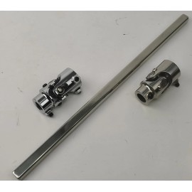 CNC 12" Polished Steering Shaft + 2 Chrome U Joints 3/4"DD x 3/4"DD U-Joint