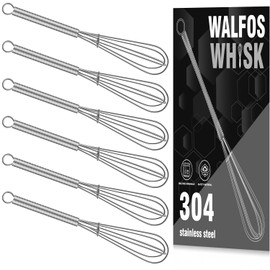 Walfos Mini Whisks, Small Whisk Bulk 304 Stainless Steel 6 Pieces, 5 Inch Tiny Whisk For Whisking, Beating Eggs, Mixing Sauces, Blending Ingredients