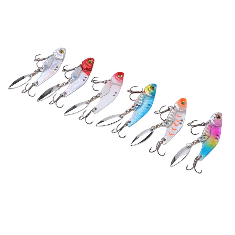 6pcs 5cm Metal Artificial Vib Fishing Lure Streamlined Design 3D
