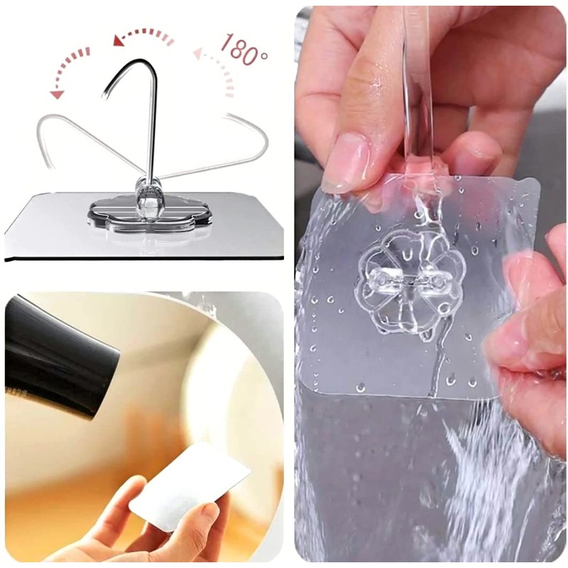 QUALIALL 33lbs Adhesive Hooks for Hanging on Wall or Ceiling,