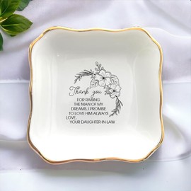 BAT TRANG Thank You For Raising The Man Of My Dreams Ring Dish - Gift For Mother of The Groom From Bride - Jewelry Holder Ring Dish