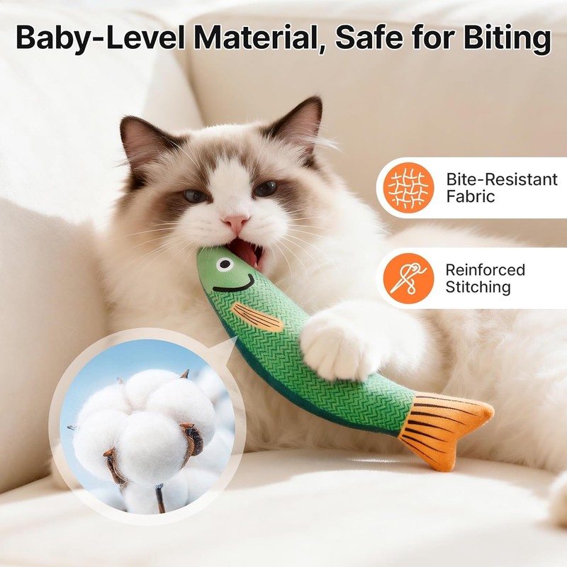 Furlof Cat Toy Fish Fidget Movable Cat Toy Fish Fidget