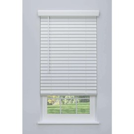 Linen Avenue Customizable Cordless Faux Wood Blind White 36 to 41 W x 36 H, Partial Inside Mount (Arrives ½ Inch Narrower)