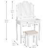 Caroeas Vanity, Tri-Fold Makeup Vanity with Mirror, Lights and Padded