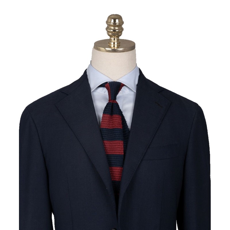 Maneragram Mannergram Silk Preppy Block Knit Tie Navy Wine