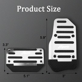 deemars 2PCS Nonslip Car Pedal Pads, Manual/Automatic Gearbox Gas Pedal Brake Pedal Cover, Car Non-Slip Aluminum Alloy Pedal Pads, Auto Universal Replacement Accessories for Car, SUV, ATV (Sliver)