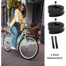 Tubo de bicicleta de 700 x 32 c/700 x 35 c, paquete de 2 con 2 palancas de neumático, válvula Schrader AV48 mm, tubo interior de goma butílica de alta calidad, paquete de 2 tubos de bicicleta de